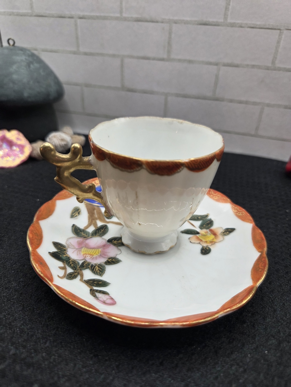 Vintage Merit China Occupied Japan Hand-Painted Porcelain Tea Cup And Saucer - Picture 2 of 7